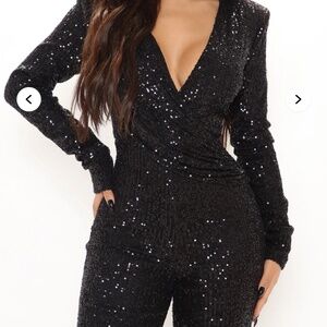 Sexy black sequin jumpsuit